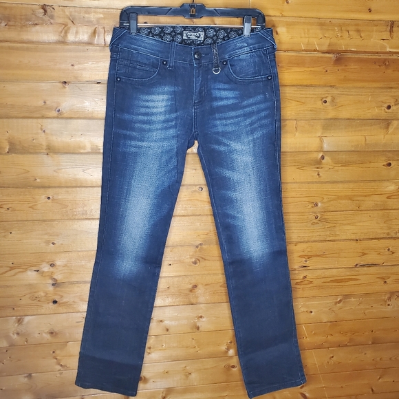 REROCK FOR EXPRESS Denim - ♥️ REROCK FOR EXPRESS JEANS straight, medium-dark shiny zipper/pockets S…